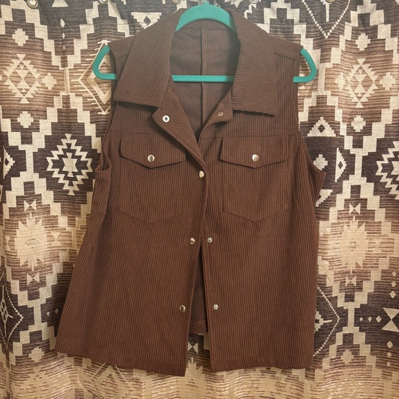 Women’s Brown Corduroy / Ribbed Vest, SHEIN Size 1XL - Picture 2 of 8